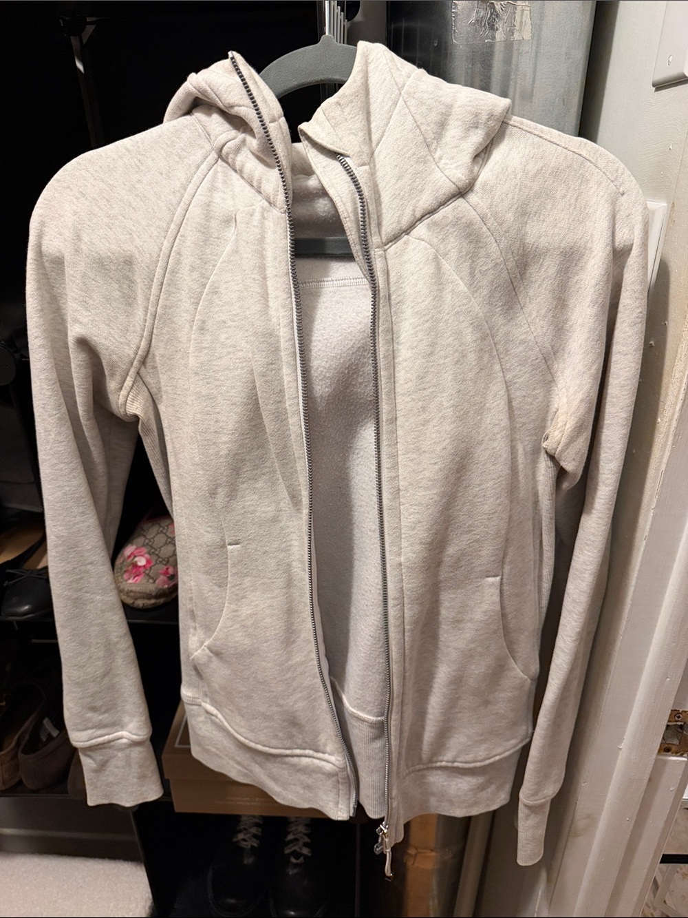 Lululemon Women's Light Gray Zip-Up Hoodie
